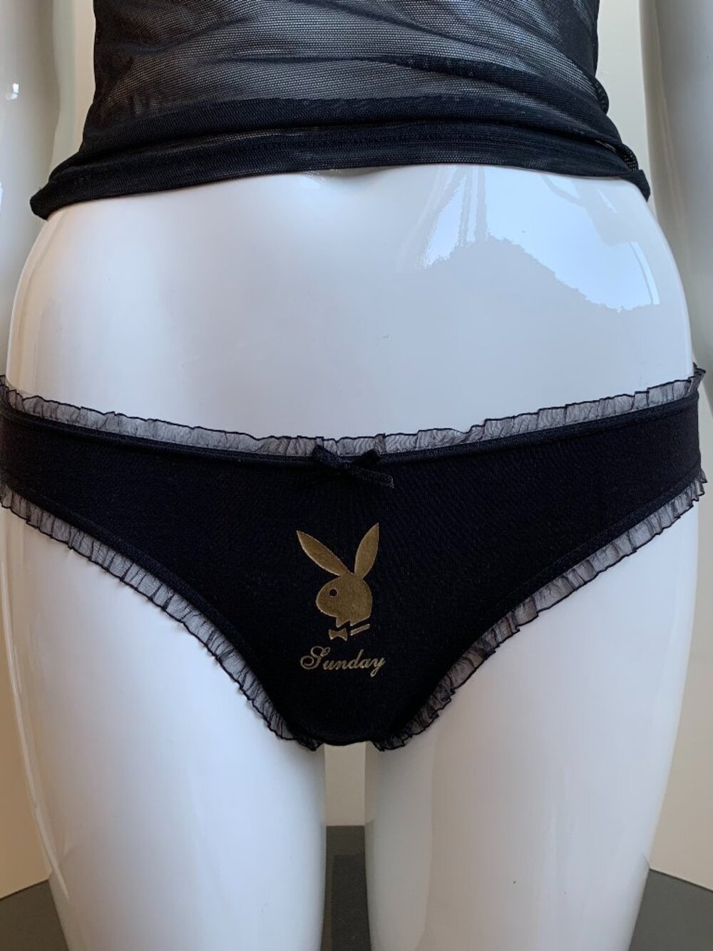 Playboy black set of 3 thong weekend days of the week underwear lingerie